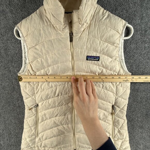 Patagonia Women Down Vest Sleeveless Ivory Full Zip Pockets Small Adjustable - Picture 6 of 16